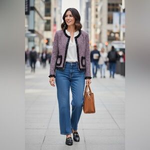 JCrew Tweed lady jacket sparkly‎ trim Blazer 16 Multi  $268 F9250 NWT Preppy